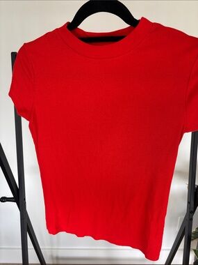 a new day Red Ribbed Short Sleeve Tee